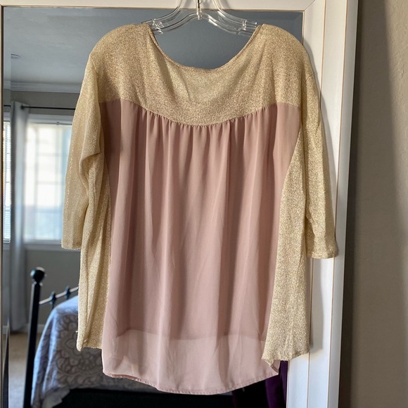 Lush Rose Gold sheer and Gold Panel top - Picture 2 of 10